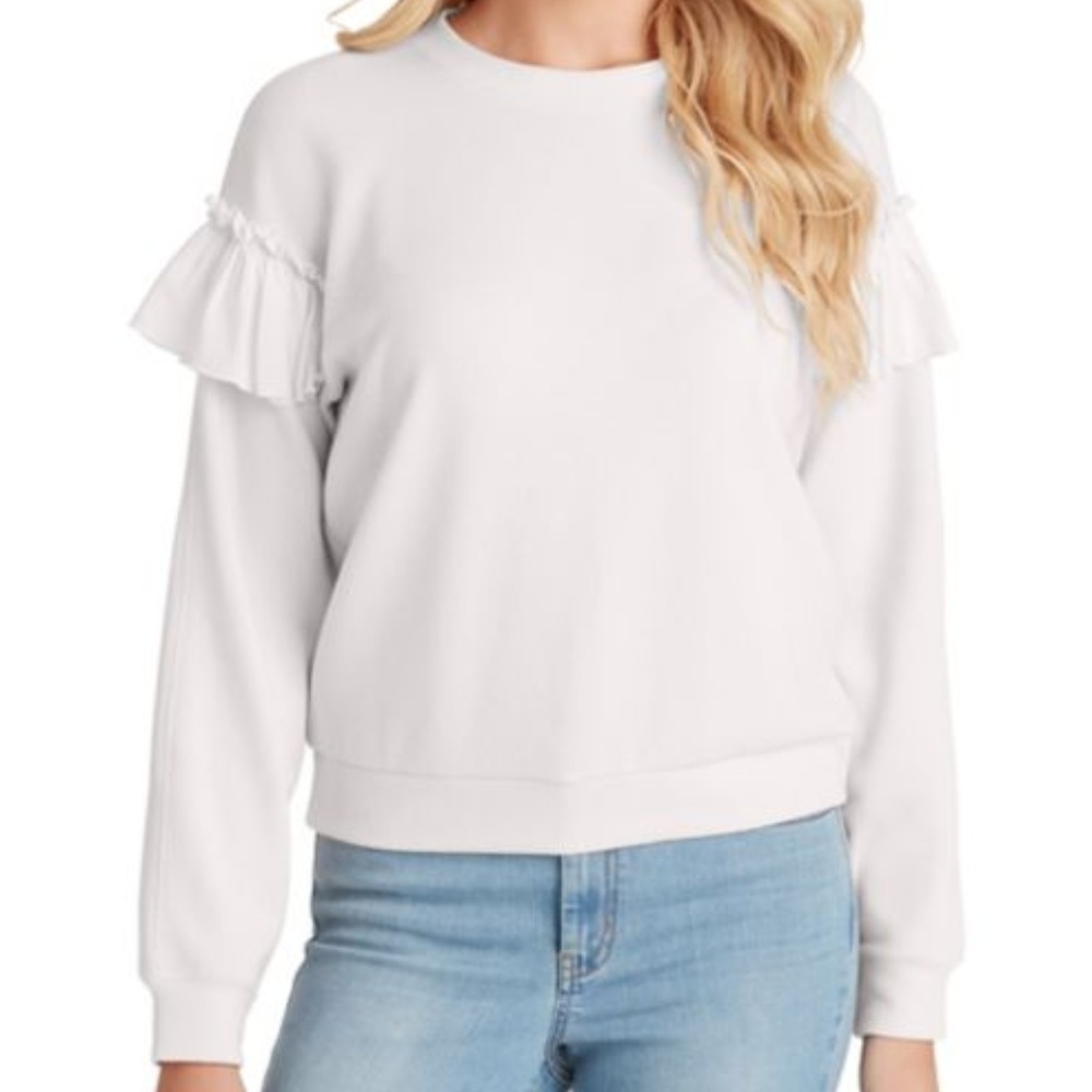 NWT Jessica Simpson Light Gray Ruffle-Sleeve Top